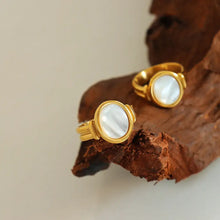 Titanium Steel White Sea Shell Ring Rings
