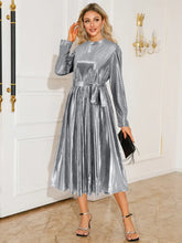 Tie Waist Long Sleeve Midi Dress Cocktail Dress