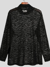 Men's Zebra Print Mock Neck Long Sleeve Mesh Top Mens Tops