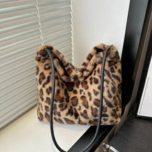 Leopard Furry Shoulder Bag Brown One Size Shoulder Bags