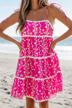 Floral Print Ric Rac Patched Sleeveless Mini Dress Casual Dresses