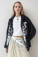 Skeleton Zip Up Drawstring Hoodie Woman Sweatshirts