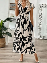 Printed Surplice Wrap Midi Dress Woman Casual Dress
