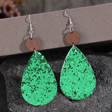 Sequin PU Leather Wooden Dangle Earrings Earrings