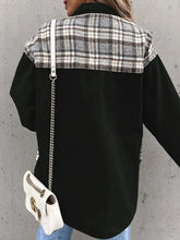 Plaid Button Up Dropped Shoulder Jacket Woman Outerwear