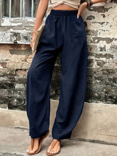Elastic Waist Pants with Pockets Woman Pants