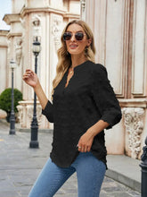 Swiss Dot Notched Neck Blouse Woman Blouses