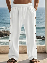 Men's Full Size Side Button Wide Leg Pants Plus Size Woman Sweatpants