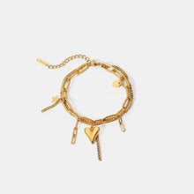 Stainless Steel Double Layered Charm Bracelet Gold One Size Bracelets