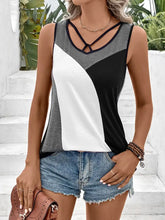 Ivy Lane Color Block Tank Top White Tanks & Camis