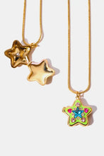 Rhinestone Decor Star Box Pendant Necklace Yellow-Green One Size Necklaces