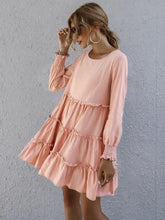 Frill Tiered Long Sleeve Mini Dress Casual Dresses