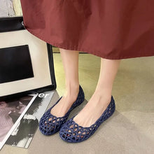 Round Toe Flats Slip-Ons Navy Woman Loafers