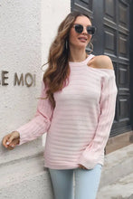 Ribbed Cold Shoulder Round Neck Pullover Sweater Sweater Pullovers