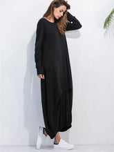 Full Size Round Neck Long Sleeve Sweatshirt Dress Woman Maxi Dress