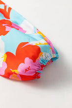 Floral Bracelet Sleeve Empire Waist Mini Dress Woman Casual Dress