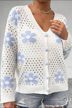 Flower Hollowed Out Button Down Long Sleeve Cardigan Woman Outerwear