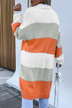 Color Block Open Front Duster Cardigan Woman Outerwear