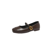 Square Toe Flats Loafers Dark Brown Woman Loafers