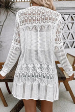Openwork Open Front Long Sleeve Cardigan Woman Outerwear