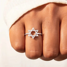 925 Sterling Silver Inlaid Zircon Hexagram Ring Rings