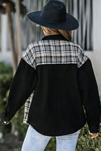 Plaid Pocketed Button Up Denim Jacket Woman Outerwear