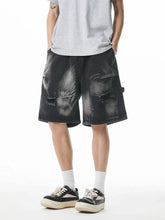 Men's Plus Size Distressed Cargo Denim Shorts Denim Shorts