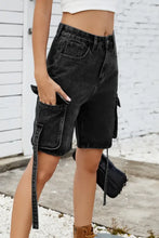 Washed Cargo Denim Shorts Denim Shorts