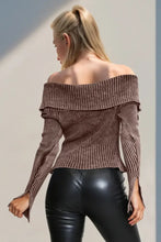 Double Take Ribbed Off-Shoulder Zip Up Long Sleeve Cardigan Woman Outerwear
