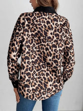 Leopard Collared Neck Button Up Shacket Woman Outerwear