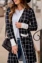 Plaid Open Front Long Sleeve Cover Up Black Woman Outerwear