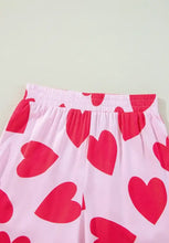 Heart Collared Neck Short Sleeve Top and Pants Lounge Set Woman Loungewear Sets