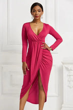 High-low Ruched Surplice Long Sleeve Dress Cocktail Dress