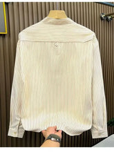 Men's Striped Button-Down Shirt Mens Tops