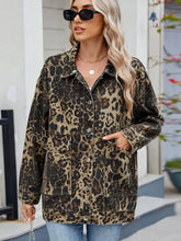 Leopard Button Up Drop Shoulder Denim Jacket Woman Outerwear