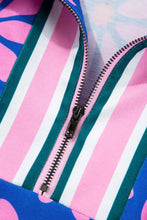 Floral Print Zip Collar Drawstring Summer Mini Dress Woman Dress