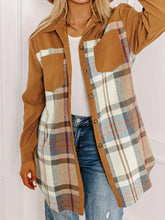 Plaid Collared Neck Long Sleeve Jacket Woman Outerwear