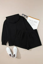 Plus Size Drawstring Dropped Shoulder Hoodie and Shorts Set Woman Two-Piece Sets