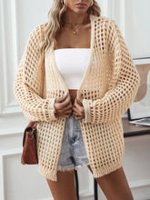 Openwork Open Front Long Sleeve Cardigan Woman Outerwear