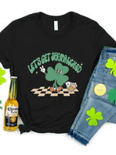 LET'S GET SHAMROCKED Round Neck T-Shirt Black Woman T Shirts