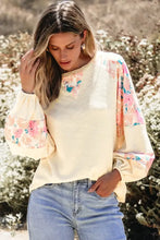 Printed Round Neck Balloon Sleeve Sweatshirt Woman Sweatshirts