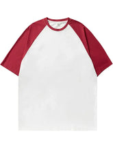 Men's Plus Size Contrast Round Neck Half Sleeve T-Shirt Deep Red Mens Tops