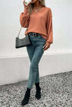 Perfee V-Neck Exposed Seam Sweater Sweater Pullovers