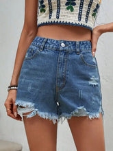 Distressed Raw Hem Denim Shorts Denim Shorts