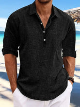 Men's Full Size Long Sleeve Henley Shirt Plus Size Black Mens Tops