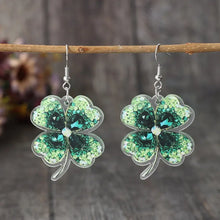 Lucky Clover Acrylic Dangle Earrings Dark Green One Size Earrings