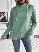 Drawstring Long Sleeve Hoodie with Kangaroo Pocket Woman Sweatshirts