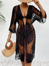 Lace Open Front Longline Cover-Up Swimwear Cover-Ups