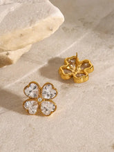 Stainless Steel Zircon Lucky Clover Earrings Earrings