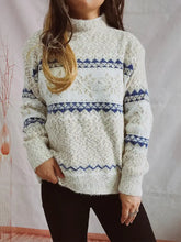 Geometric Mock Neck Dropped Shoulder Sweater Pastel Yellow Sweater Pullovers